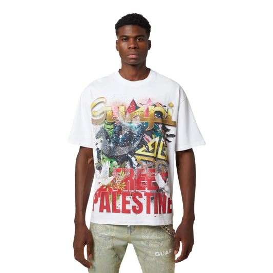 GUAPI WHITE FREE PALESTINE TEE