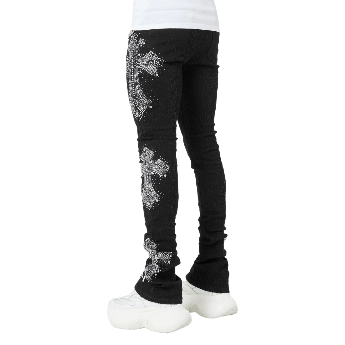 GUAPI OBSIDIAN BLACK DISTRESSED CROSS DENIM