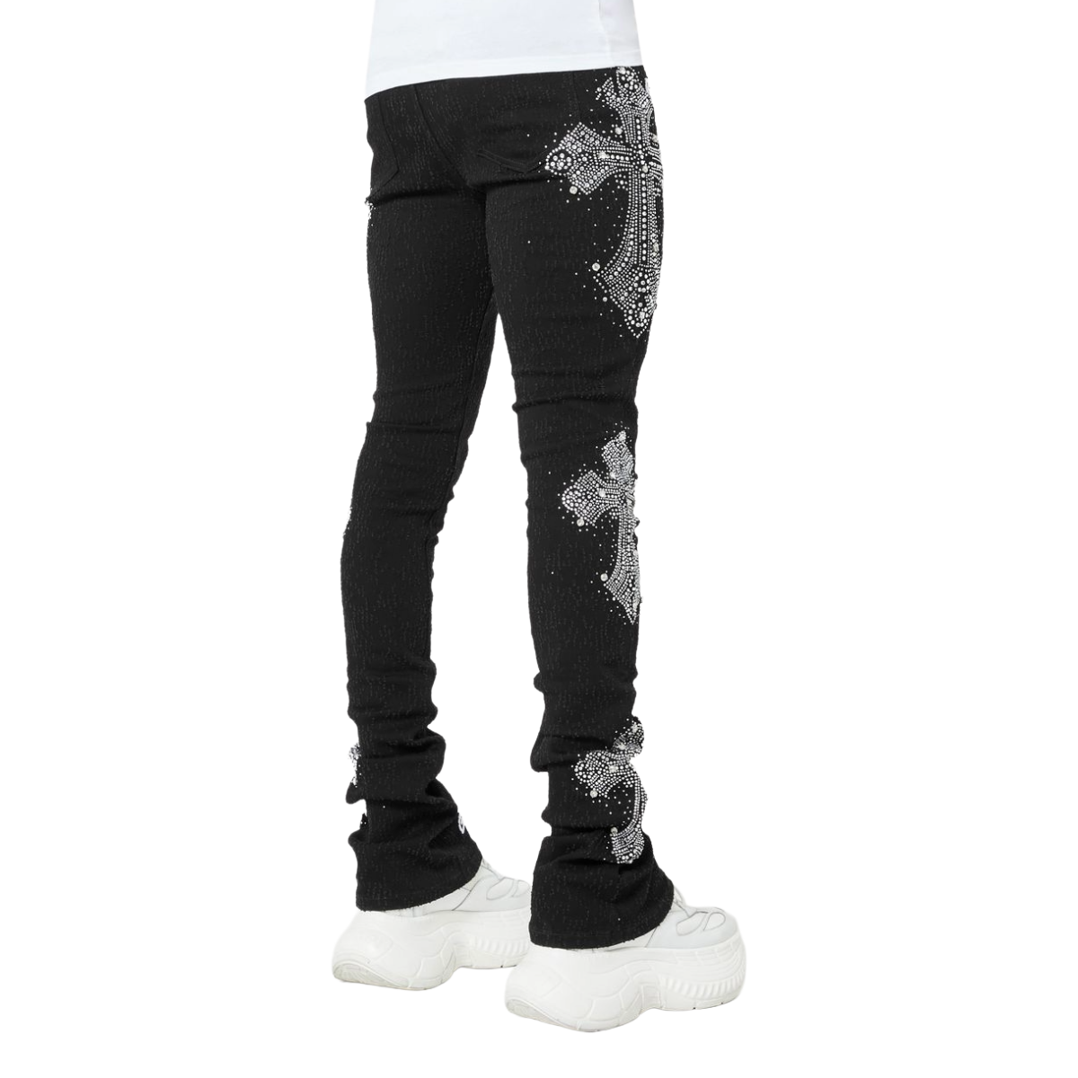 GUAPI OBSIDIAN BLACK DISTRESSED CROSS DENIM