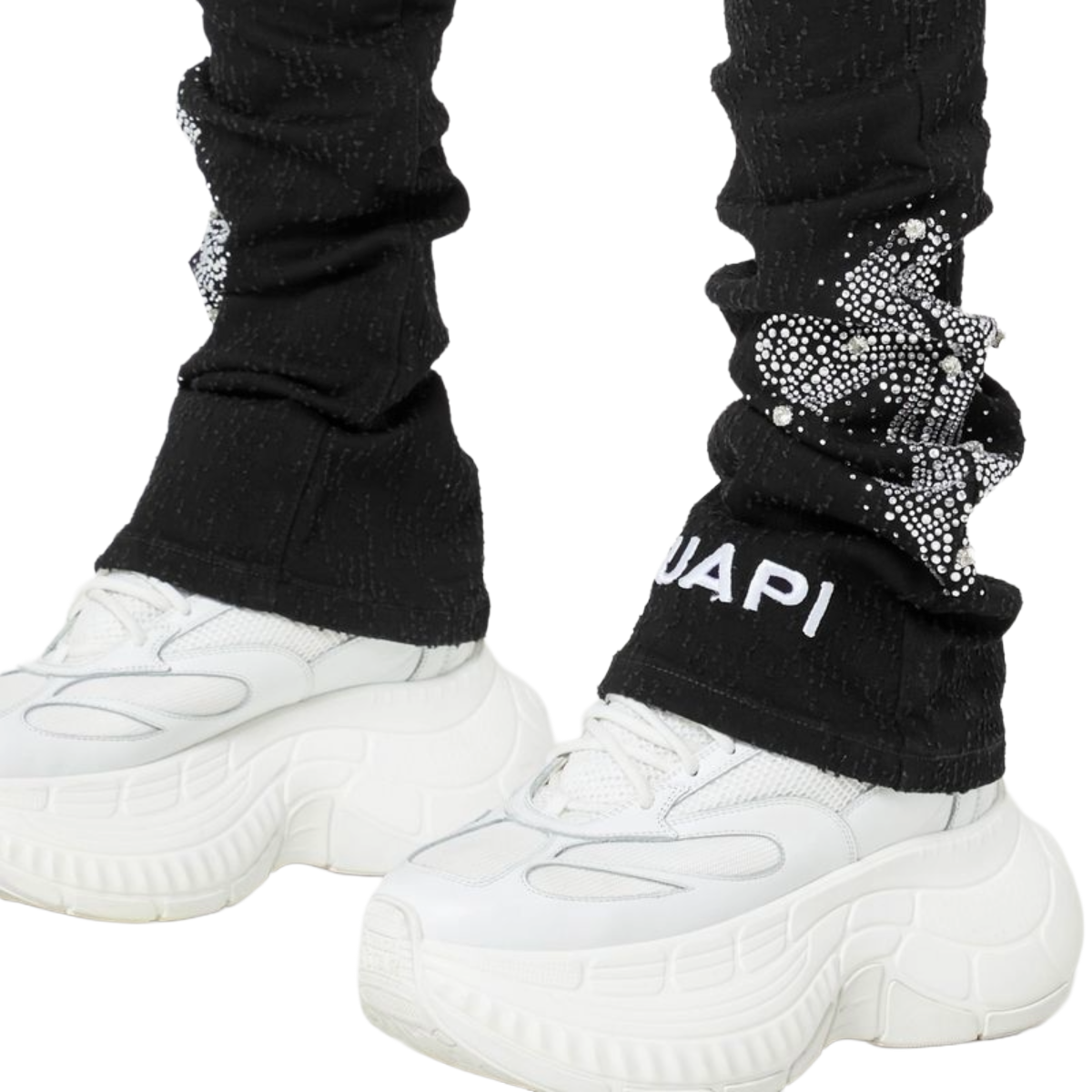 GUAPI OBSIDIAN BLACK DISTRESSED CROSS DENIM