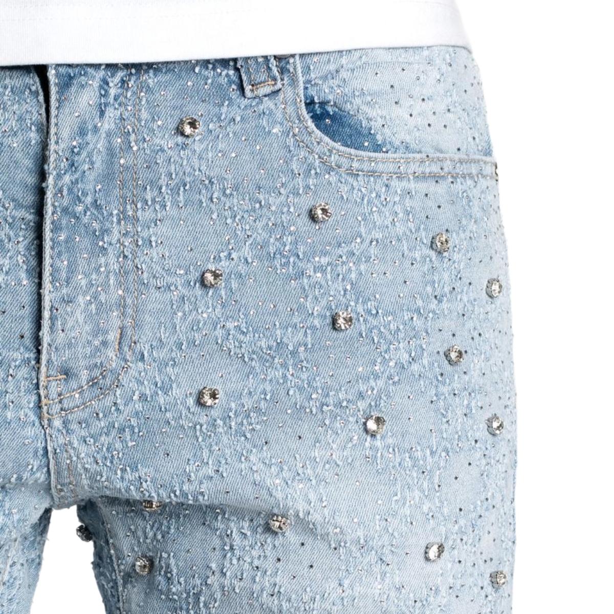 GUAPI STEEL BLUE EMBELLISHED DENIM