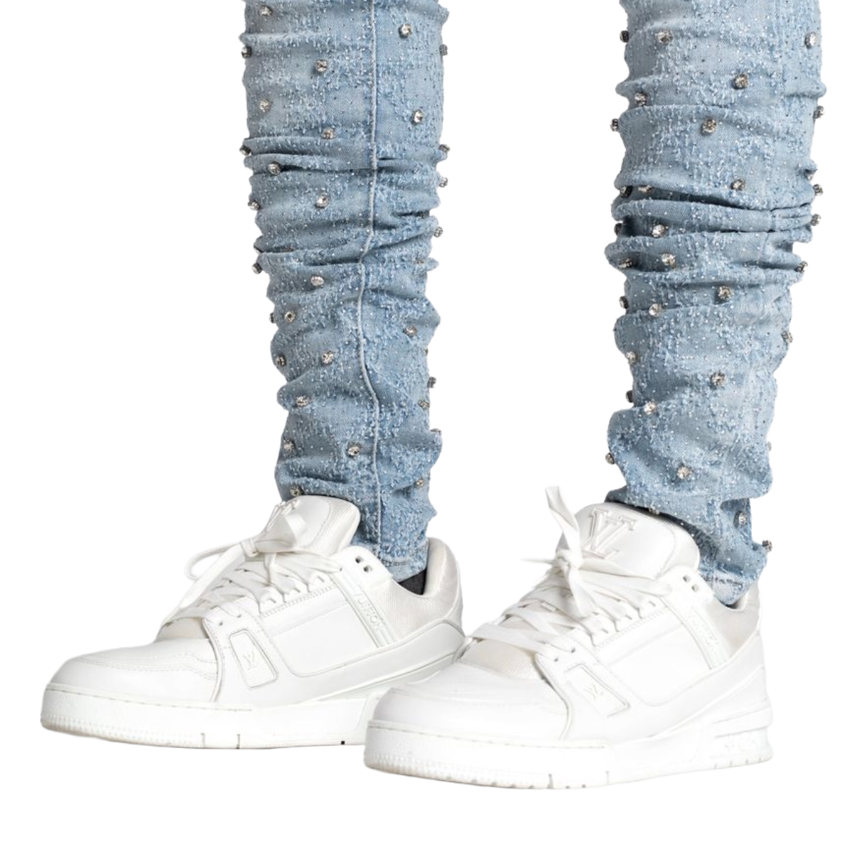 GUAPI STEEL BLUE EMBELLISHED DENIM