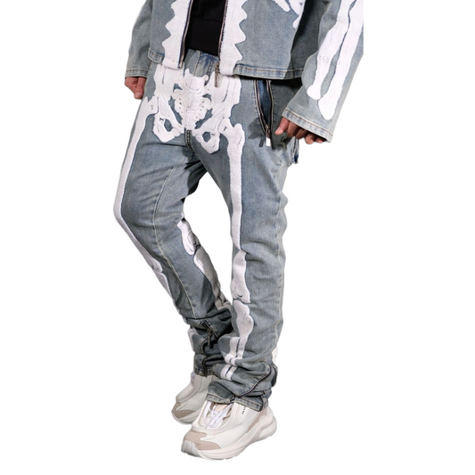 VICIOUS SKELETON FLARE JEAN / ZIPPER ON SIDES