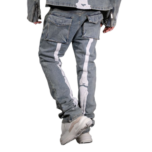 VICIOUS SKELETON FLARE JEAN / ZIPPER ON SIDES