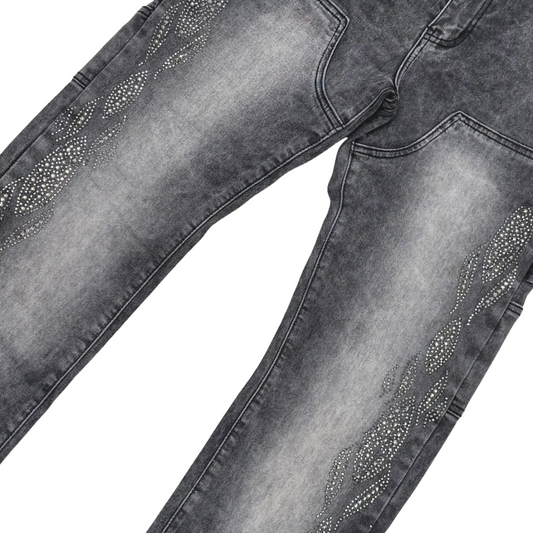 VICIOUS  CARPENTER FLARE DENIM W/ RHINSTONE DETAILS