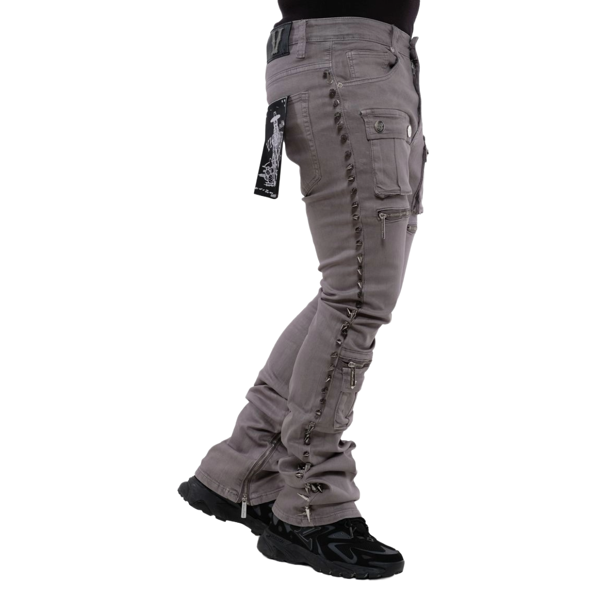 VICIOUS WAX COATED SPIKED FLARE DENIM