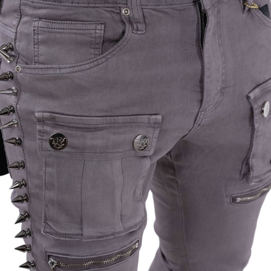 VICIOUS WAX COATED SPIKED FLARE DENIM