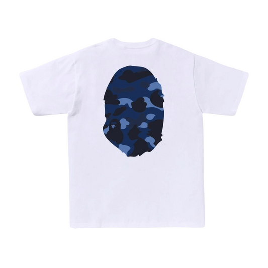 BAPE COLOR CAMO BIG APE HEAD TEE - WHITE/NAVY