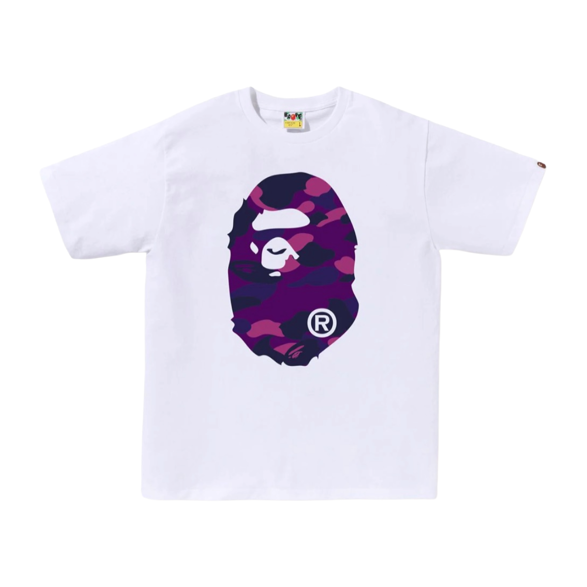 BAPE COLOR CAMO BIG APE HEAD TEE - WHITE/PURPLE