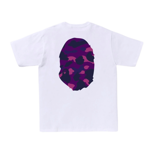 BAPE COLOR CAMO BIG APE HEAD TEE - WHITE/PURPLE