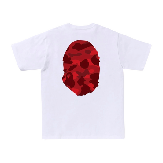 BAPE COLOR CAMO BIG APE HEAD TEE - WHITE/RED