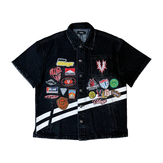 VILLAGE VINTAGE PATCHWORK SHIRT - BLACK