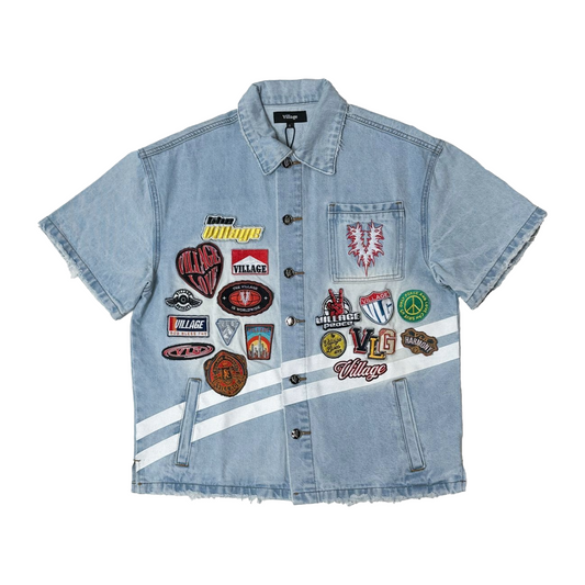 VILLAGE VINTAGE PATCHWORK SHIRT - BLUE