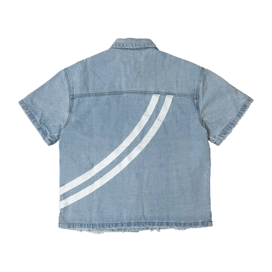 VILLAGE VINTAGE PATCHWORK SHIRT - BLUE