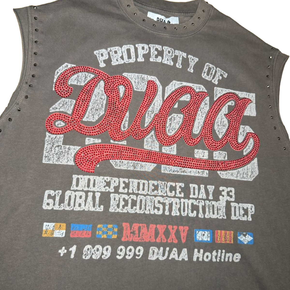DUAA 'SAILS' CUT OFF TEE - GREY