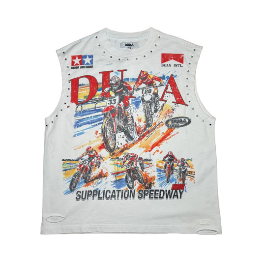 DUAA 'ROADWAVE' CUT OFF TEE - WHITE
