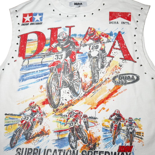 DUAA 'ROADWAVE' CUT OFF TEE - WHITE