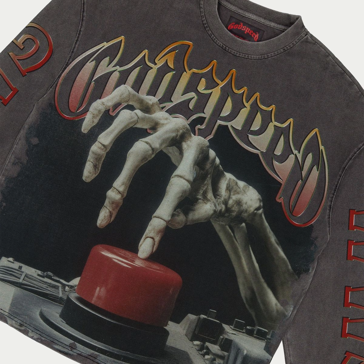 GODSPEED 'CODE RED' L/S TEE - GREY WASH