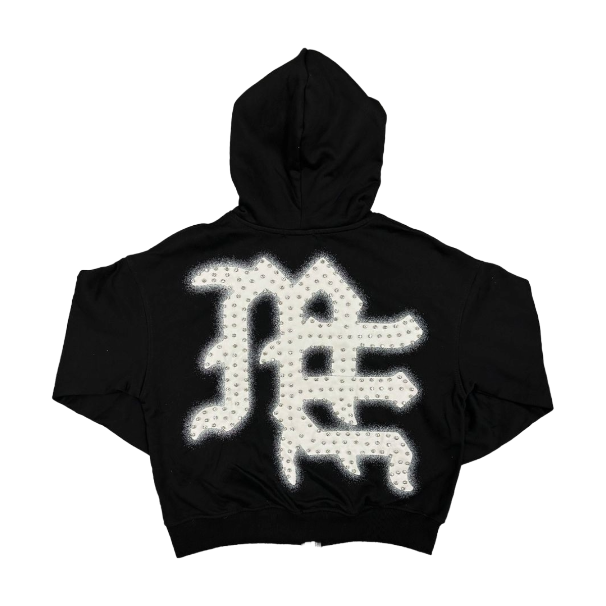 ME 'END' RHINESTONE HOODIE - BLACK