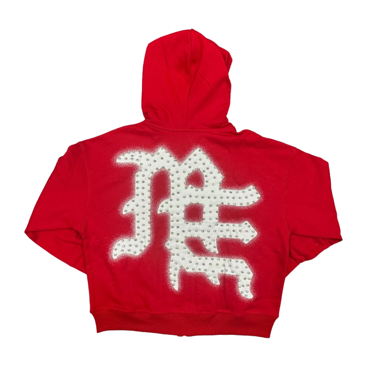 ME 'END' RHINESTONE HOODIE - RED