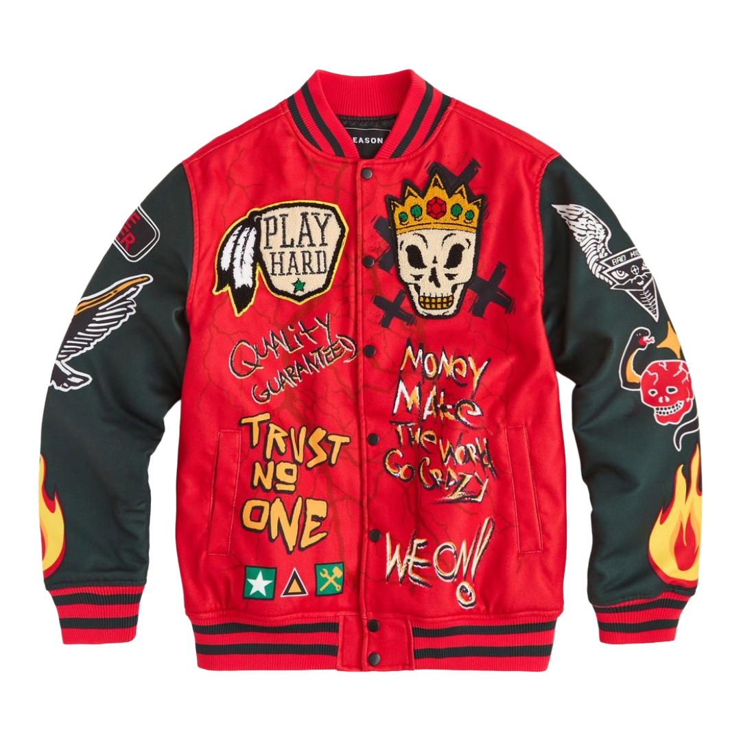 REASON WORK HARD VARSITY JACKET (RER5-009)