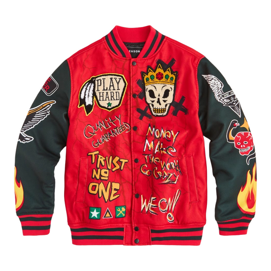 REASON WORK HARD VARSITY JACKET (RER5-009)