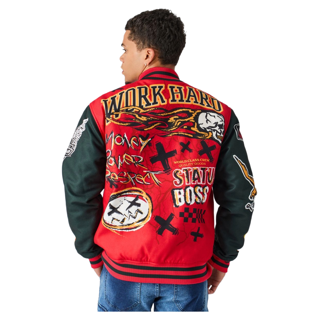 REASON WORK HARD VARSITY JACKET (RER5-009)