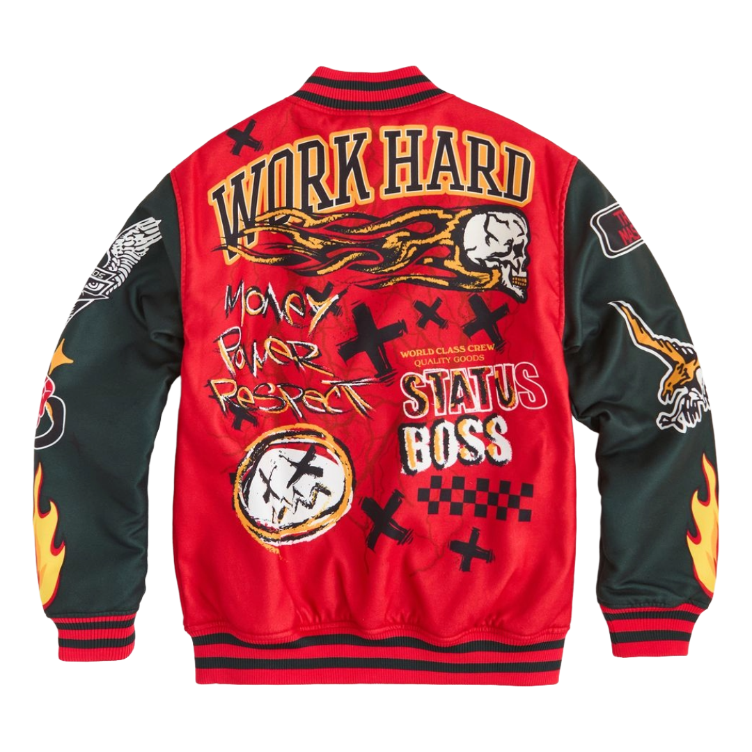 REASON WORK HARD VARSITY JACKET (RER5-009)