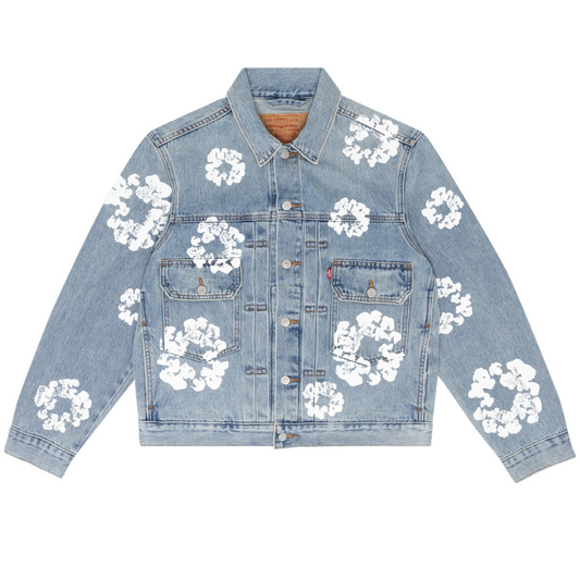 DENIM TEARS TYPE - 2 ALL OVER WREATH LIGHT WASH JACKET
