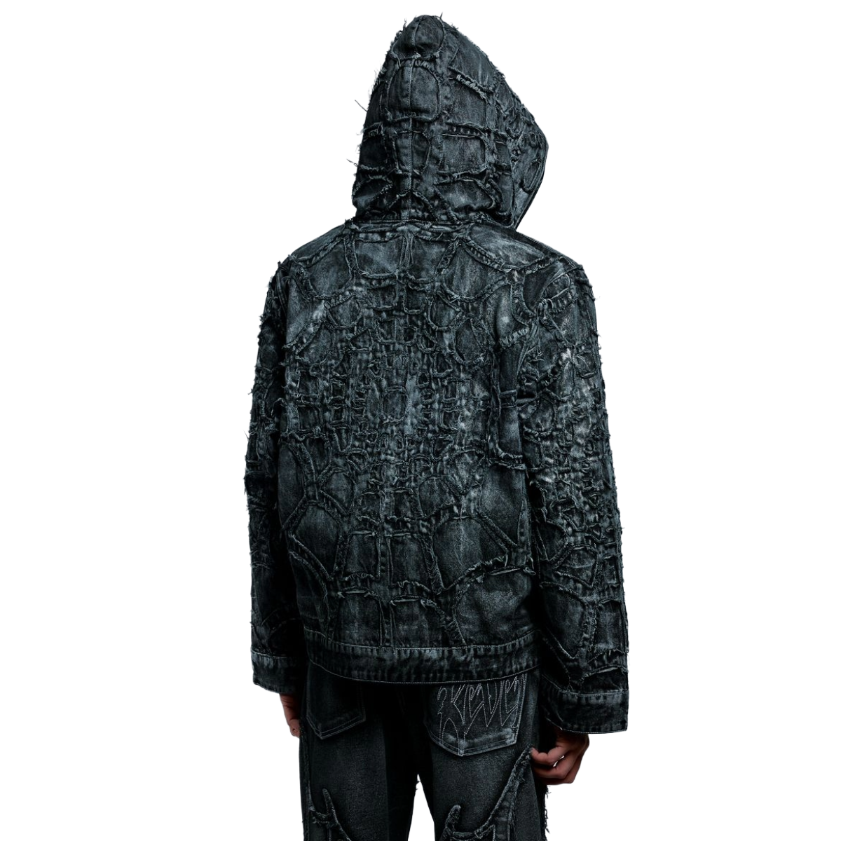 REVENGE SPIDER WEB DENIM JACKET WAXED BLACK