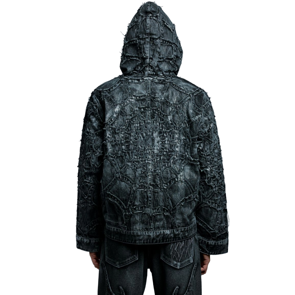 REVENGE SPIDER WEB DENIM JACKET WAXED BLACK