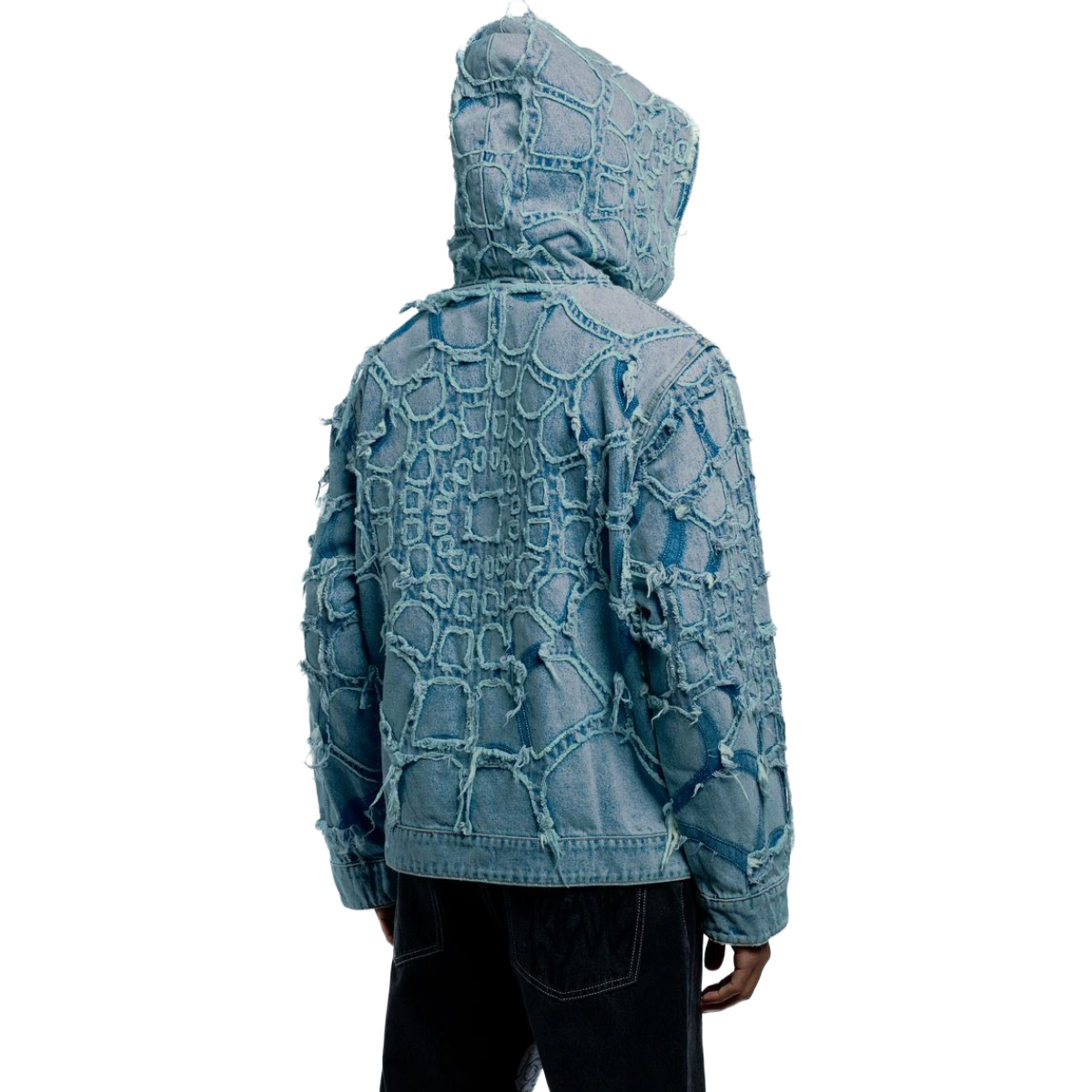 REVENGE SPIDER WEB DENIM JACKET BLEACHED INDIGO