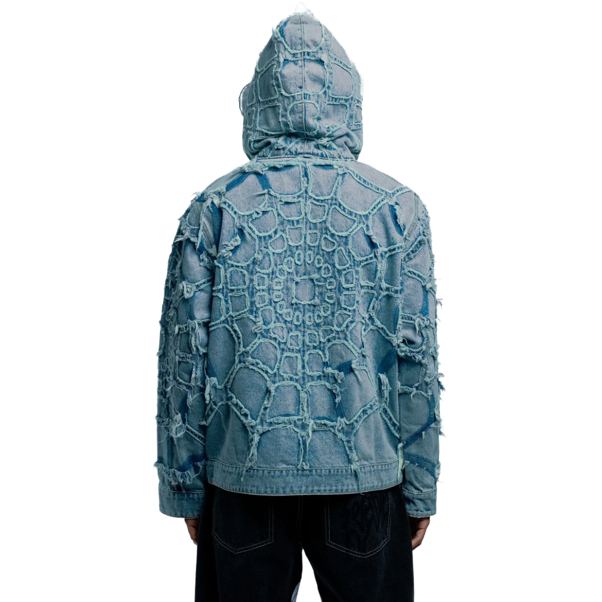 REVENGE SPIDER WEB DENIM JACKET BLEACHED INDIGO