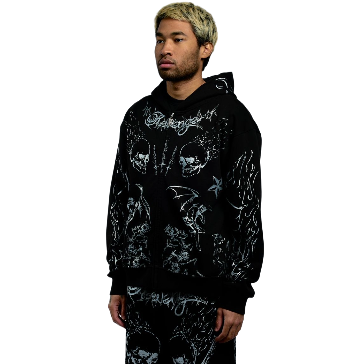 REVENGE TATTOO ZIP BLACK/SILVER