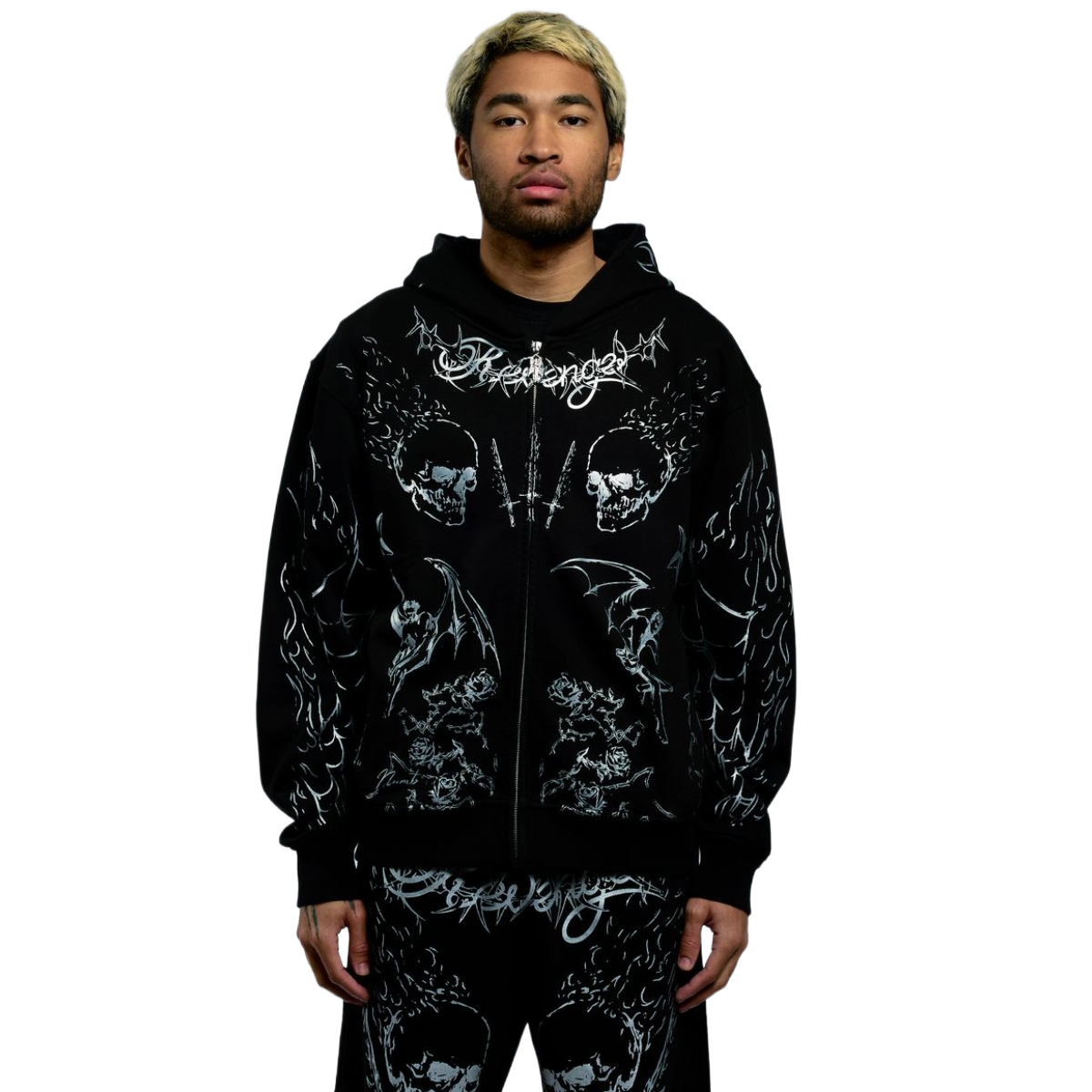 REVENGE TATTOO ZIP BLACK/SILVER