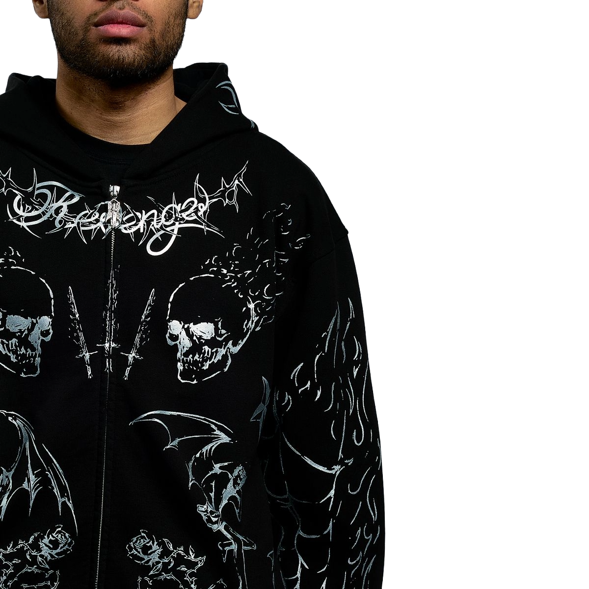 REVENGE TATTOO ZIP BLACK/SILVER