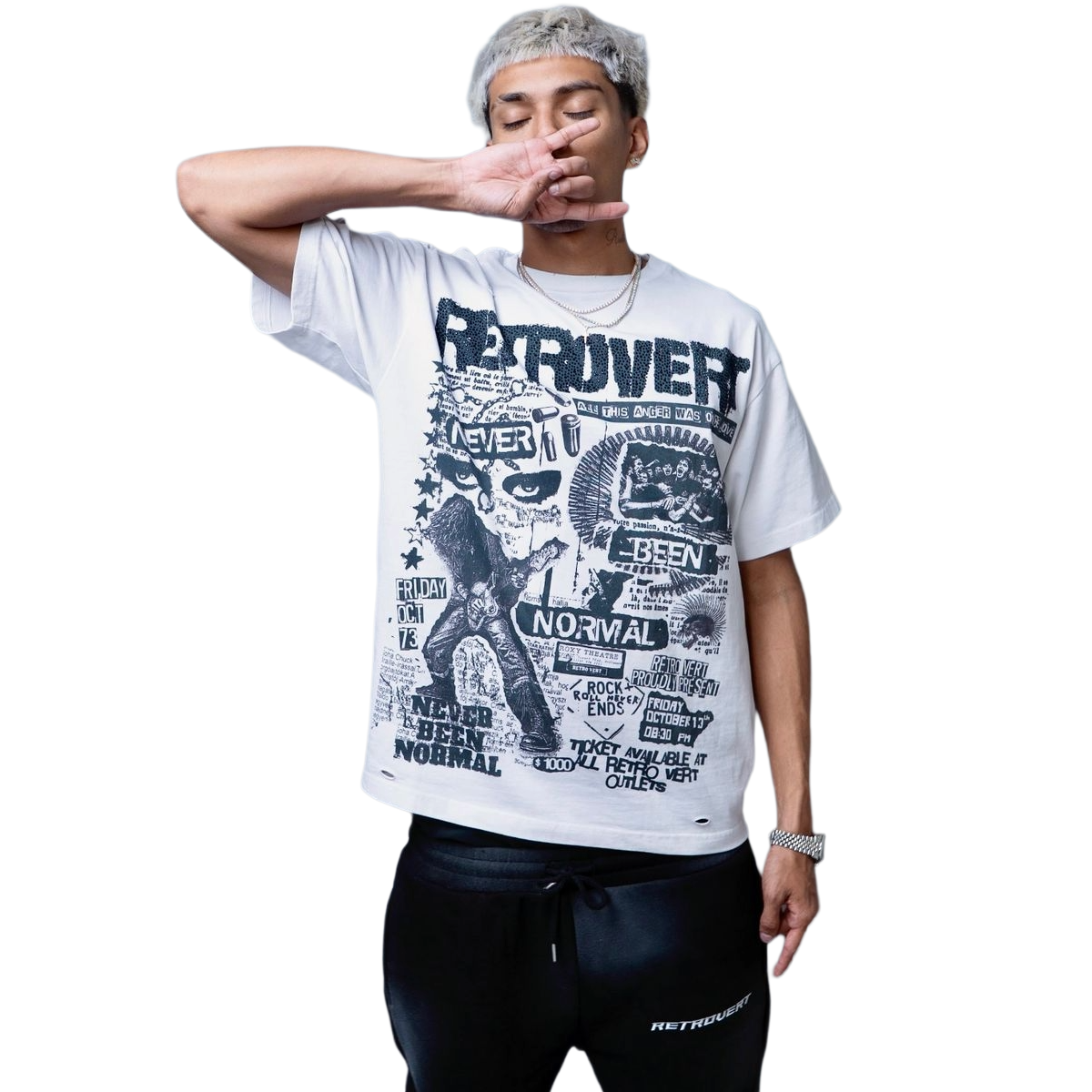 RETROVERT RHINESTONE NEVER BEEN NORMAL T-SHIRT