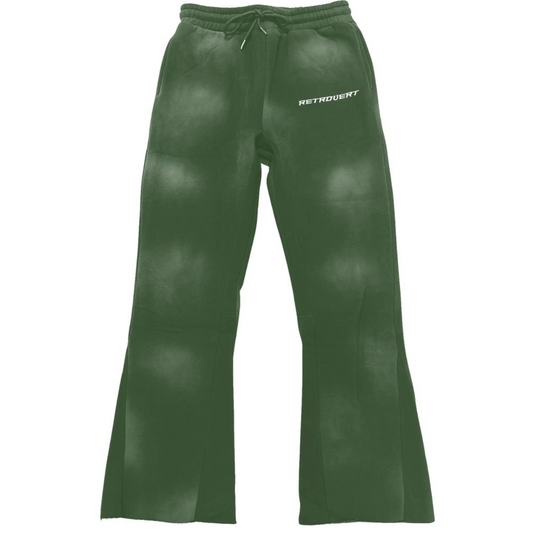 RETROVERT GREEN WASHED FLARES