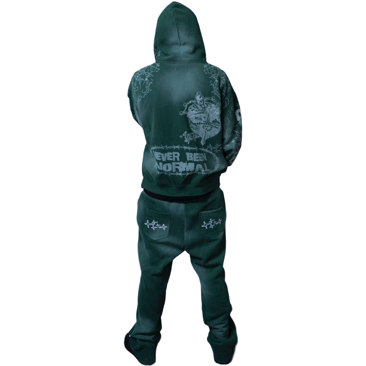 RETROVERT GREEN WASHED FLARES