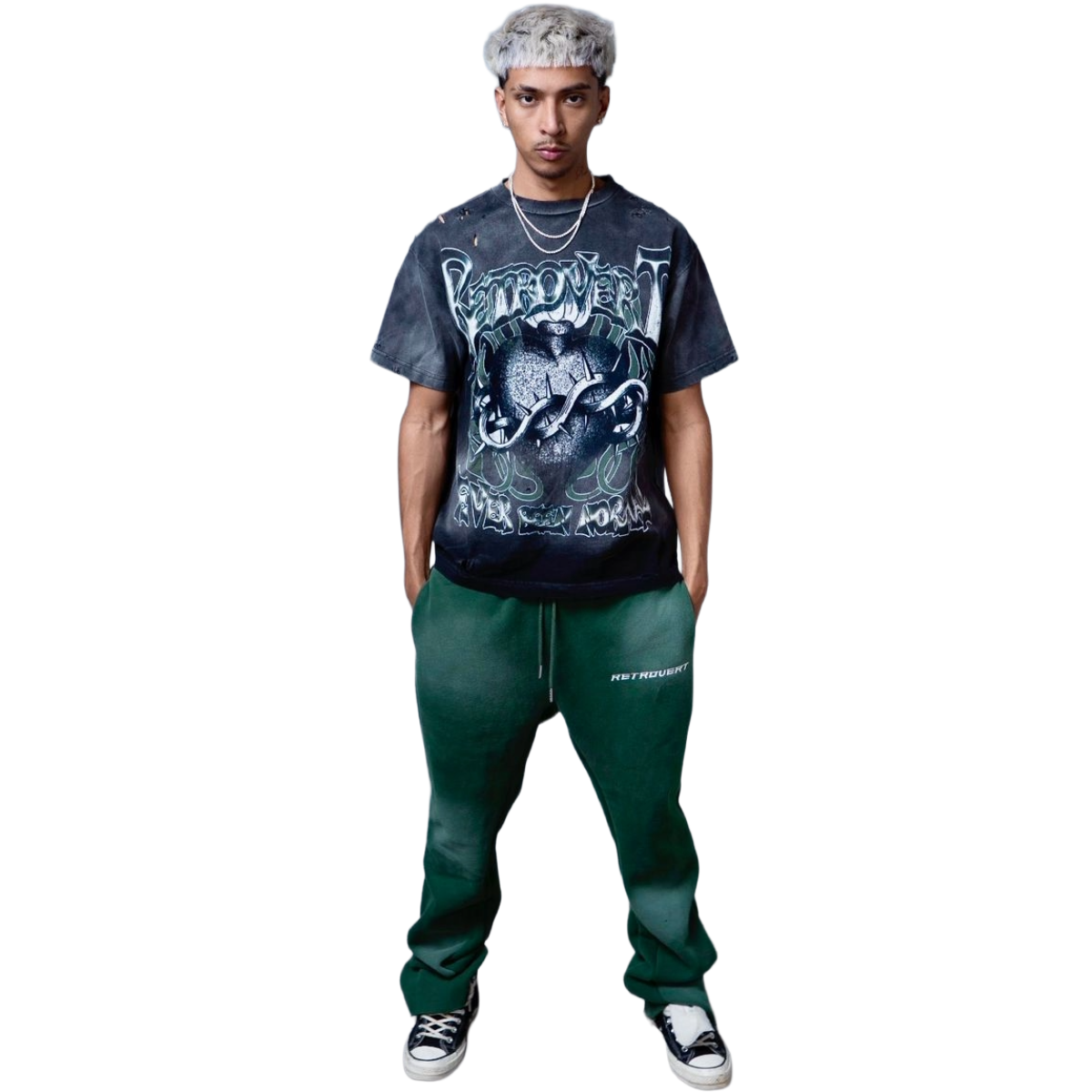 RETROVERT GREEN WASHED FLARES