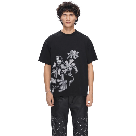 VALABASAS PLUCKED TEE - BLACK