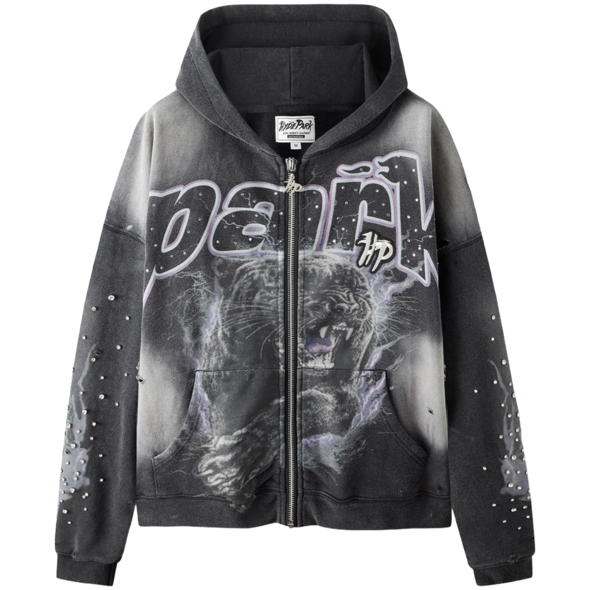 HP ELECTRIC PANTHER - THROW BACK - FULL ZIP HOODIE - BLACK