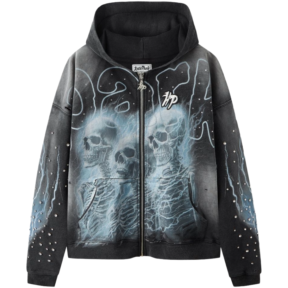 HP GRAYSKULL - THROW BACK - FULL ZIP HOODIE - BLACK
