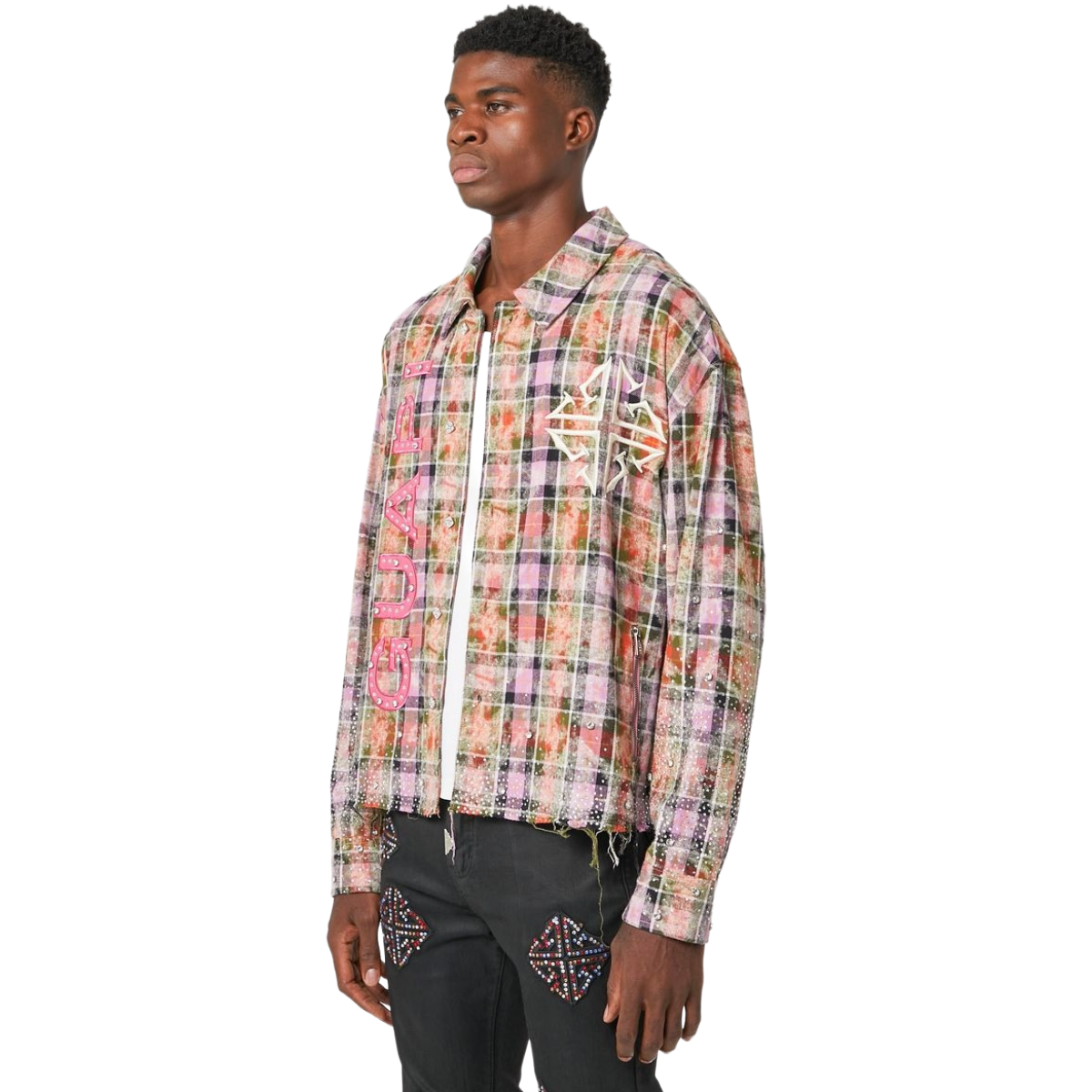 GUAPI BLUSH PINK RHINESTONE FLANNEL