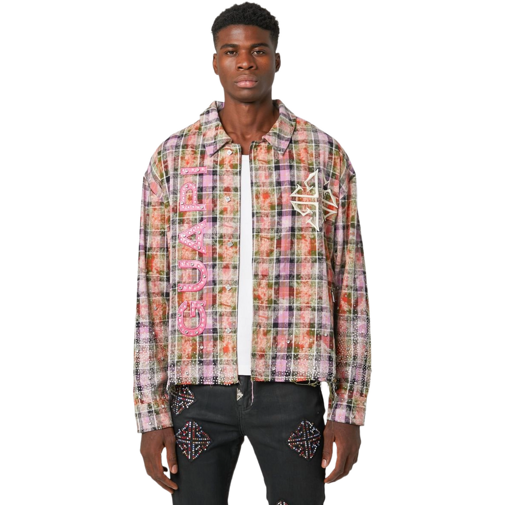 GUAPI BLUSH PINK RHINESTONE FLANNEL
