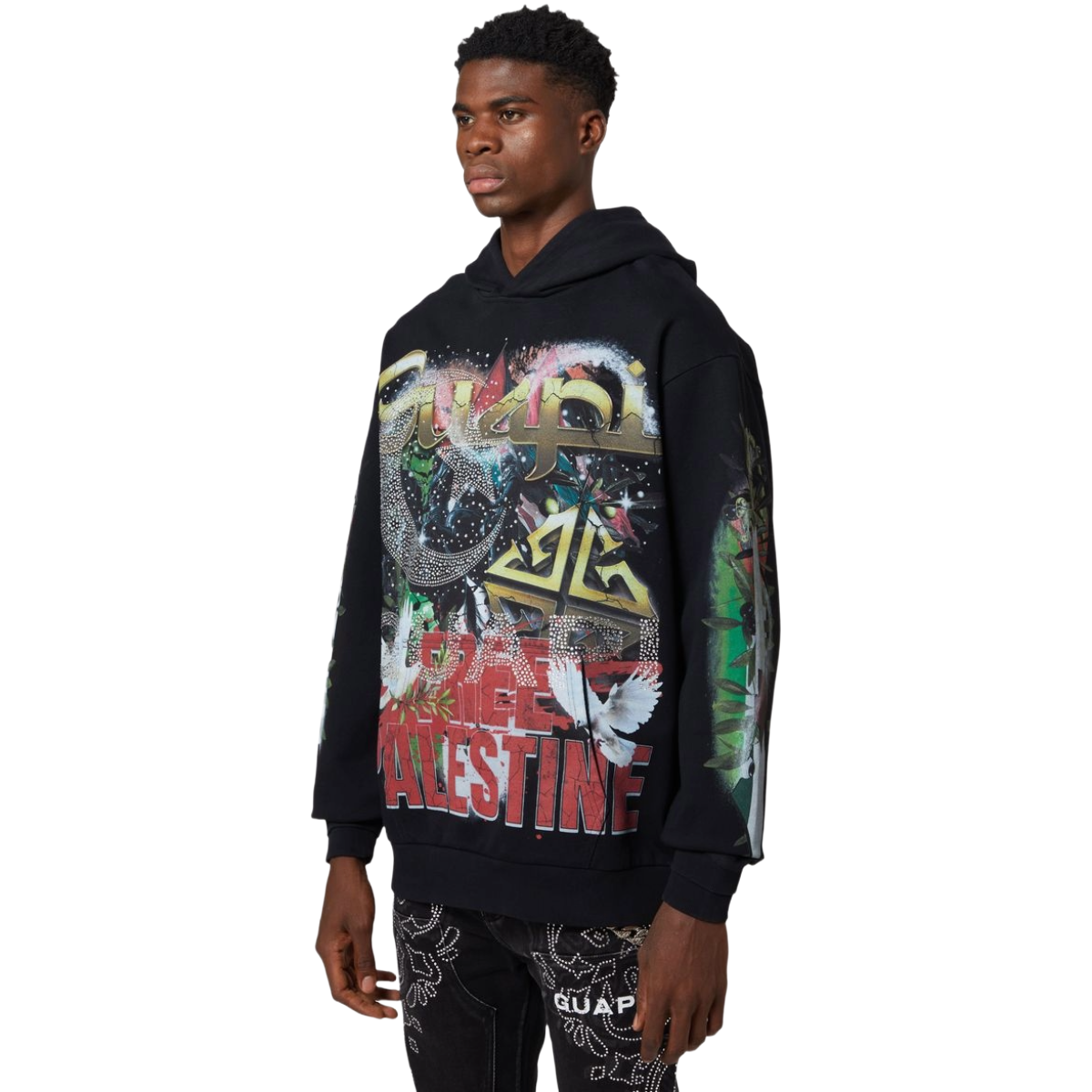 GUAPI BLACK FREE PALESTINE HOODIE