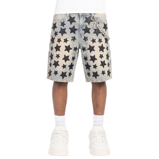 GUAPI 'VINTAGE BLUE STARS' DENIM SHORTS