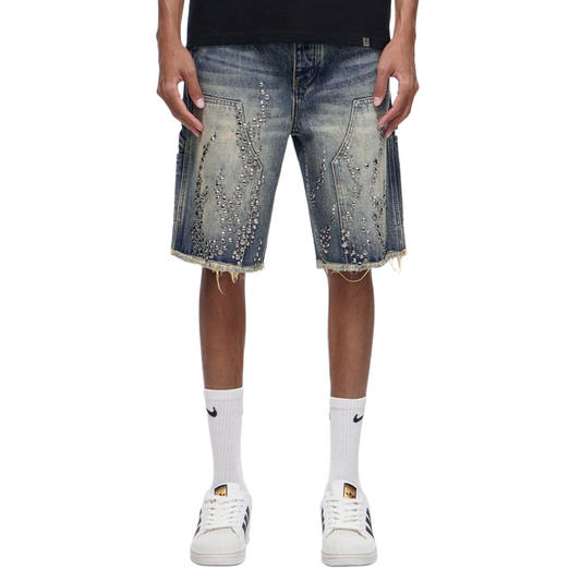 TRNCHS 'SHRAPNEL' WASHED DENIM SHORTS (LITE)