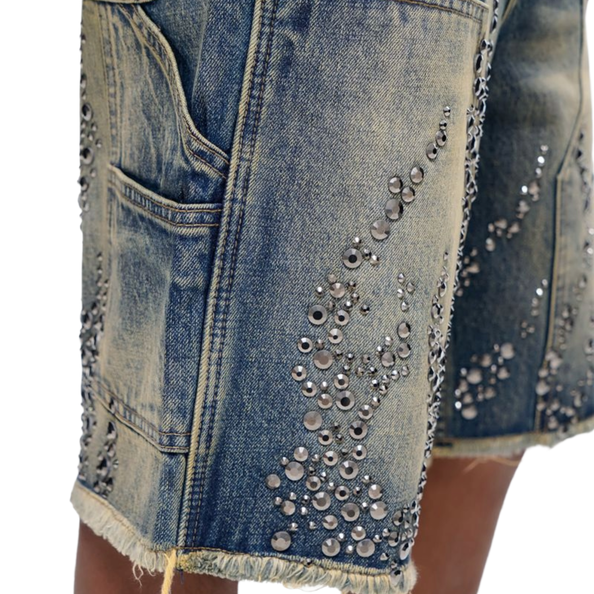 TRNCHS 'SHRAPNEL' WASHED DENIM SHORTS (LITE)