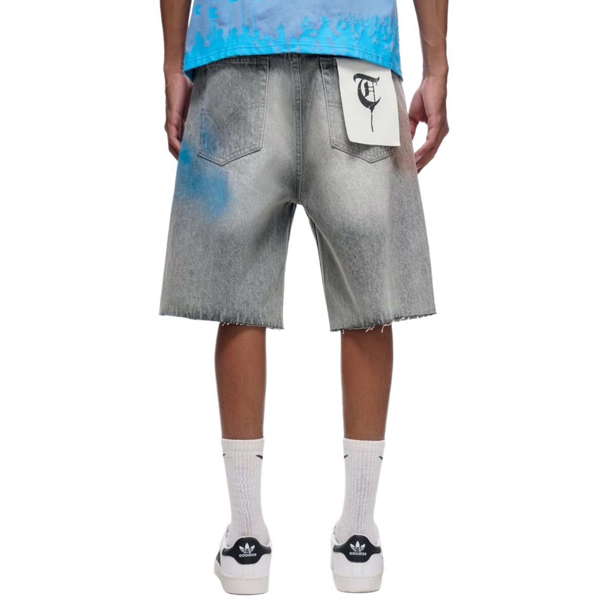 TRNCHS 'OPERATOR' WASHED DENIM SHORTS (GRAY)